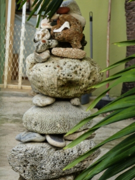 A coral cairn